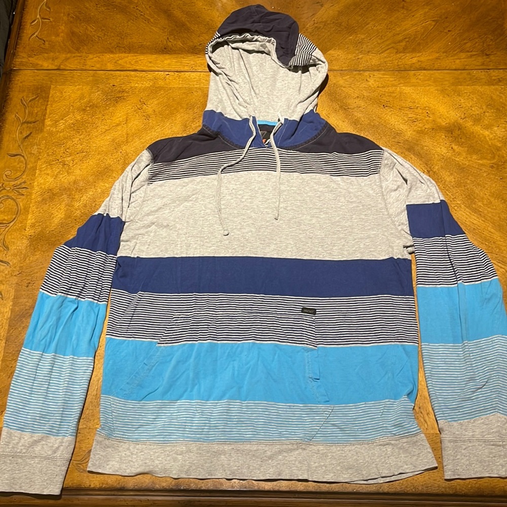Amplify Hoodie - Gray w/ Blue Accent & Stripes - Men’s Medium